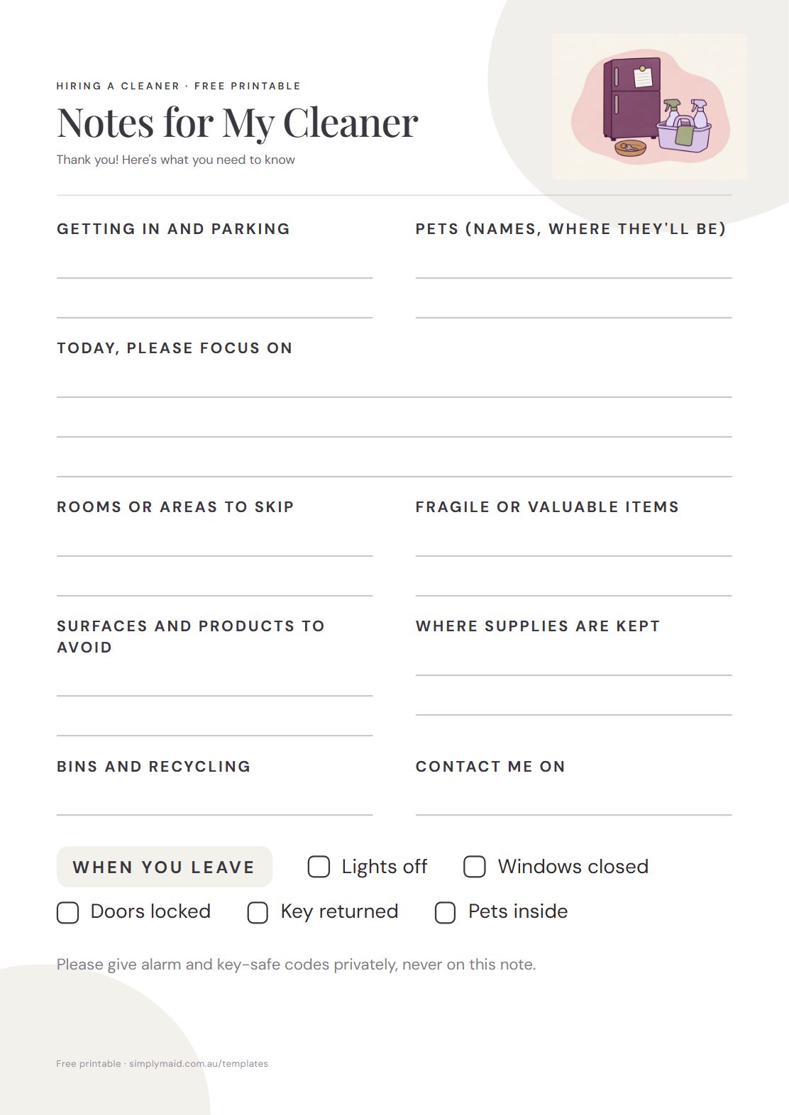 Instructions for Your Cleaner, page 1 of 1 (Neutral)